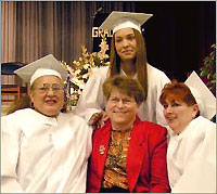 Sister Ann Umscheid with Sophia Women's Learning Center Graduates